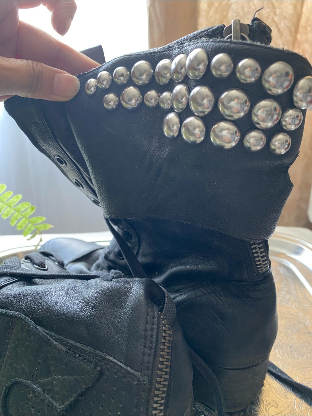 Aldo Black Lace-Up Combat Boots with Buckle Accents - Picture 3 of 11